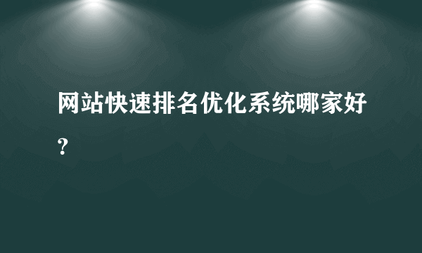 网站快速排名优化系统哪家好？