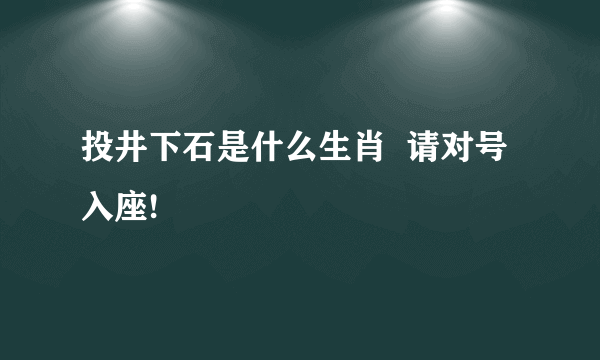 投井下石是什么生肖  请对号入座!