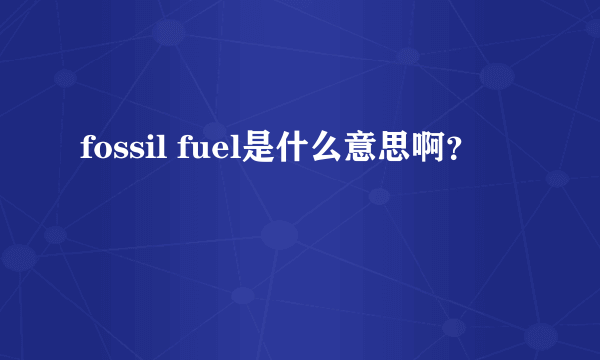 fossil fuel是什么意思啊？