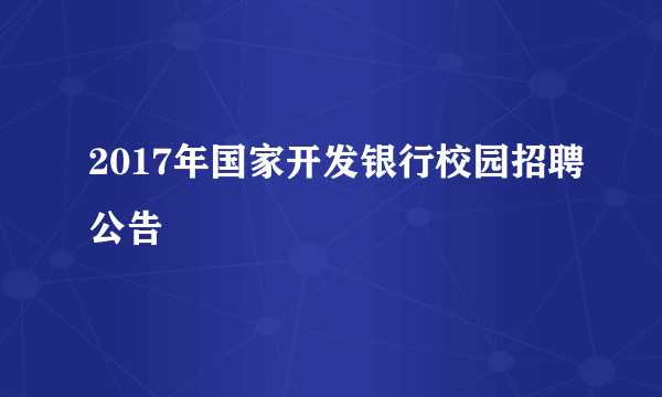 2017年国家开发银行校园招聘公告