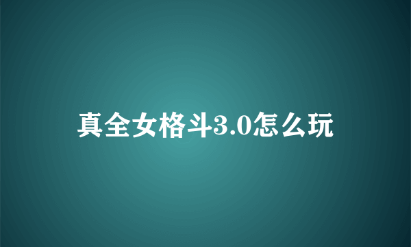 真全女格斗3.0怎么玩