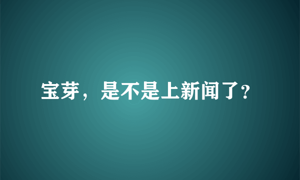 宝芽，是不是上新闻了？