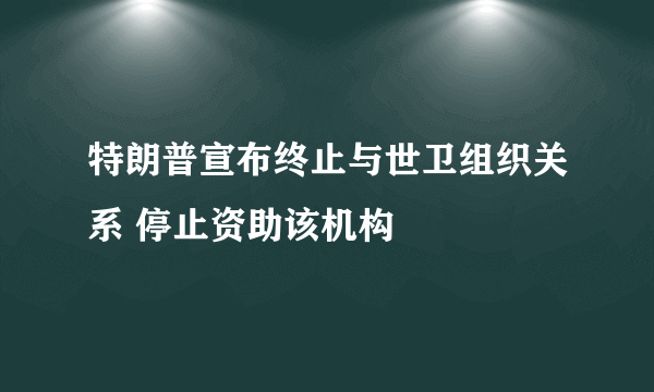 特朗普宣布终止与世卫组织关系 停止资助该机构