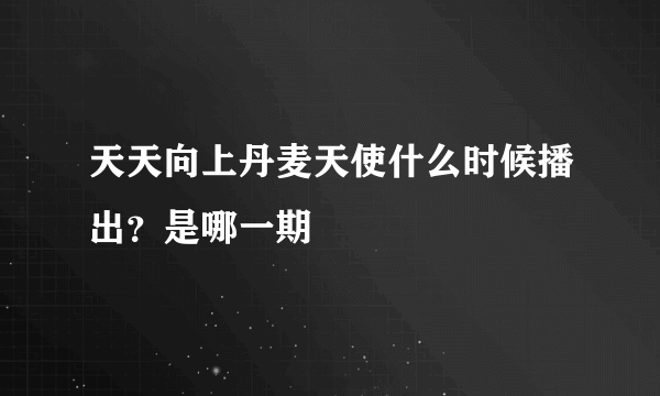 天天向上丹麦天使什么时候播出？是哪一期