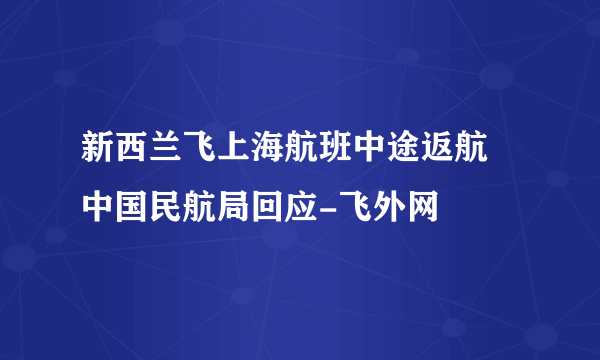 新西兰飞上海航班中途返航 中国民航局回应-飞外网