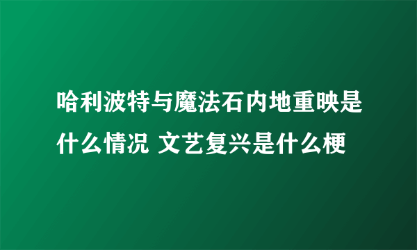 哈利波特与魔法石内地重映是什么情况 文艺复兴是什么梗