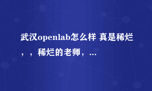 武汉openlab怎么样 真是稀烂，，稀烂的老师，稀烂的人，完全就是圈钱的地方，在此是提醒大家谨慎小心，不