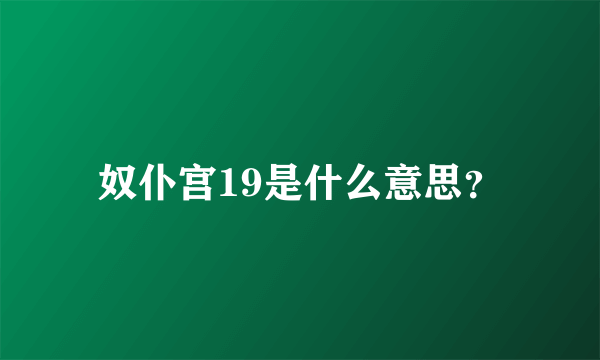 奴仆宫19是什么意思？