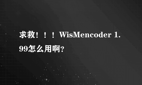 求救！！！WisMencoder 1.99怎么用啊？