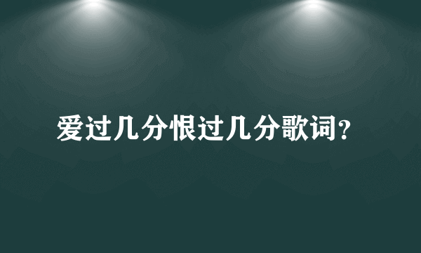 爱过几分恨过几分歌词？