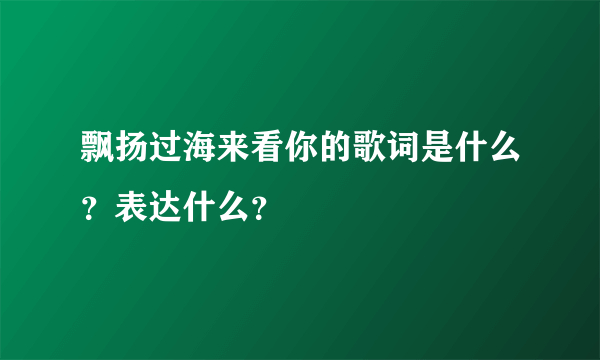 飘扬过海来看你的歌词是什么？表达什么？