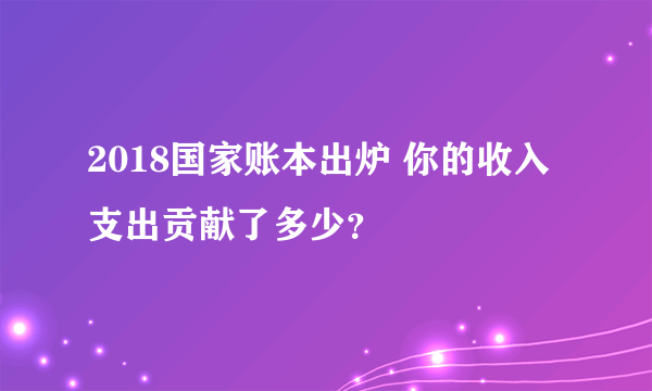 2018国家账本出炉 你的收入支出贡献了多少？