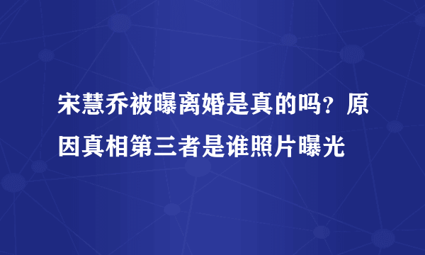 宋慧乔被曝离婚是真的吗？原因真相第三者是谁照片曝光