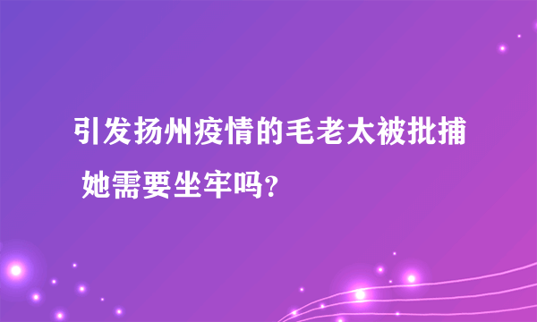 引发扬州疫情的毛老太被批捕 她需要坐牢吗？