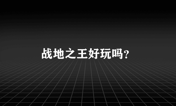 战地之王好玩吗？