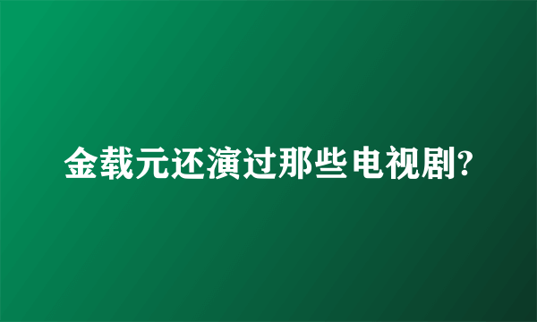 金载元还演过那些电视剧?