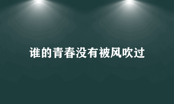 谁的青春没有被风吹过