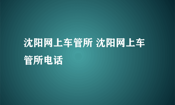 沈阳网上车管所 沈阳网上车管所电话