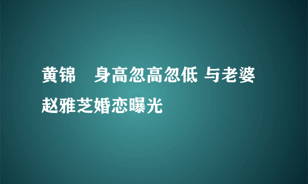 黄锦燊身高忽高忽低 与老婆赵雅芝婚恋曝光