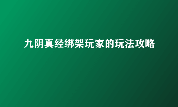 九阴真经绑架玩家的玩法攻略