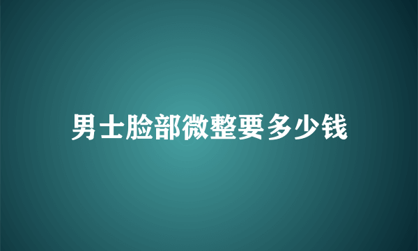 男士脸部微整要多少钱