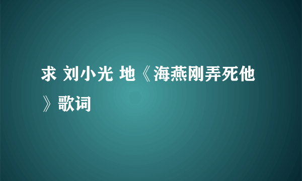 求 刘小光 地《海燕刚弄死他》歌词