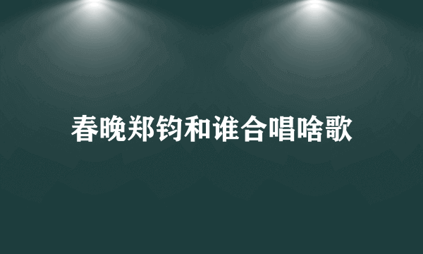 春晚郑钧和谁合唱啥歌