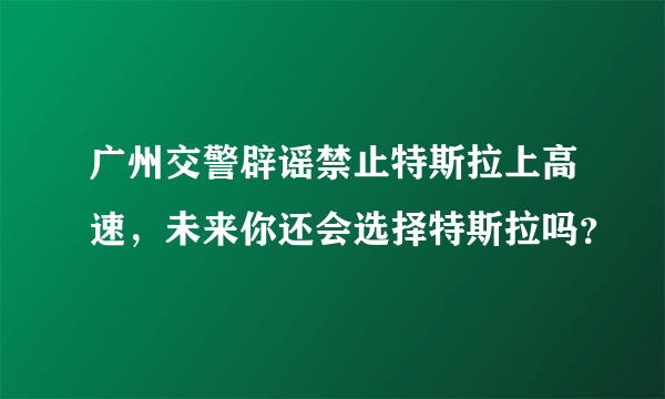 广州交警辟谣禁止特斯拉上高速，未来你还会选择特斯拉吗？