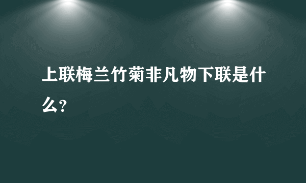 上联梅兰竹菊非凡物下联是什么？