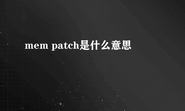 mem patch是什么意思