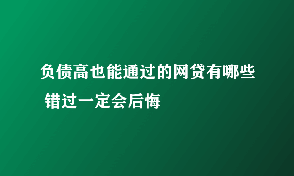 负债高也能通过的网贷有哪些 错过一定会后悔