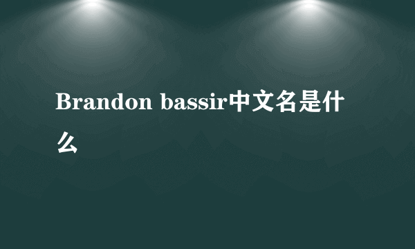 Brandon bassir中文名是什么