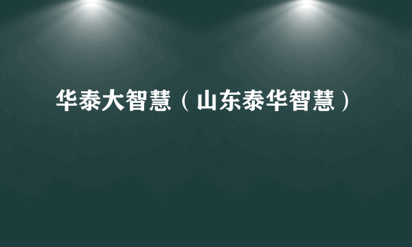 华泰大智慧（山东泰华智慧）