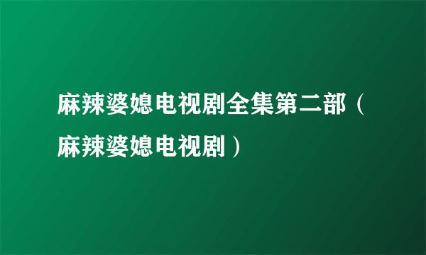 麻辣婆媳电视剧全集第二部（麻辣婆媳电视剧）