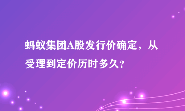 蚂蚁集团A股发行价确定，从受理到定价历时多久？