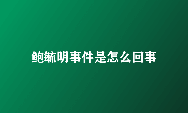 鲍毓明事件是怎么回事