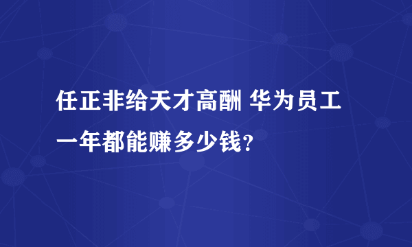 任正非给天才高酬 华为员工一年都能赚多少钱？