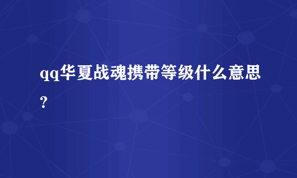 qq华夏战魂携带等级什么意思?