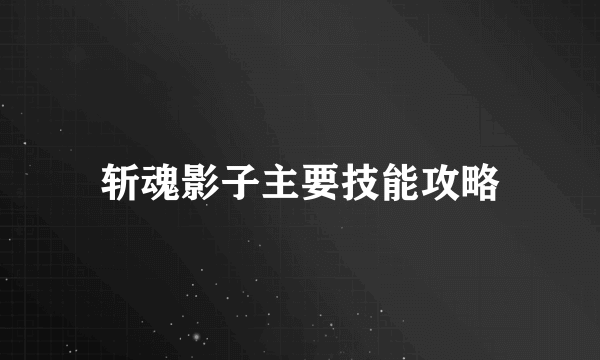 斩魂影子主要技能攻略