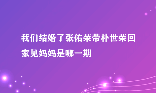 我们结婚了张佑荣带朴世荣回家见妈妈是哪一期