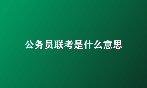 公务员联考是什么意思