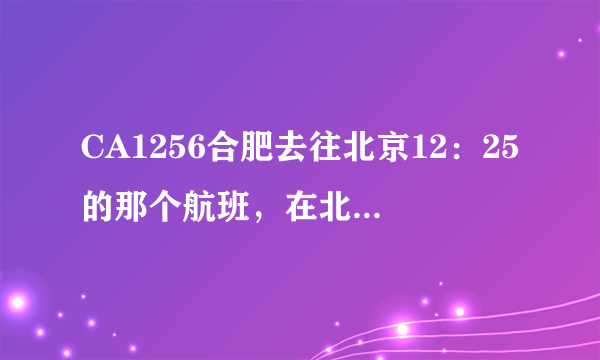 CA1256合肥去往北京12：25的那个航班，在北京下机时候在哪一个登记楼