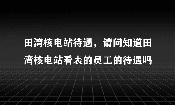 田湾核电站待遇，请问知道田湾核电站看表的员工的待遇吗