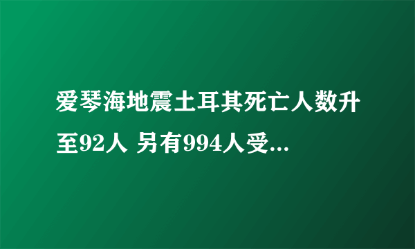 爱琴海地震土耳其死亡人数升至92人 另有994人受伤搜救仍在进行中