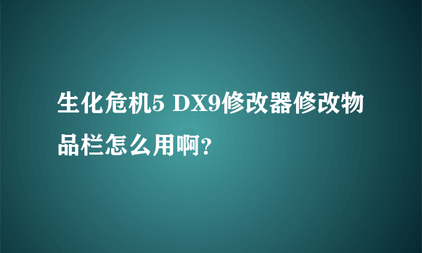 生化危机5 DX9修改器修改物品栏怎么用啊？