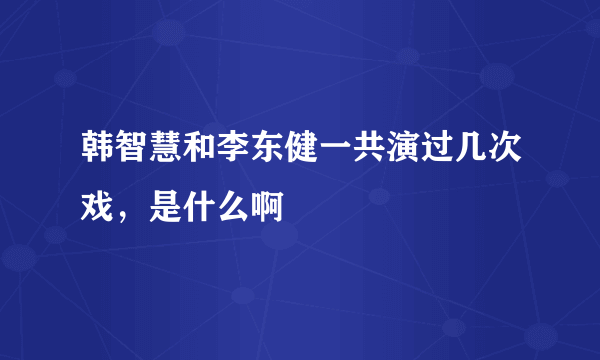 韩智慧和李东健一共演过几次戏，是什么啊