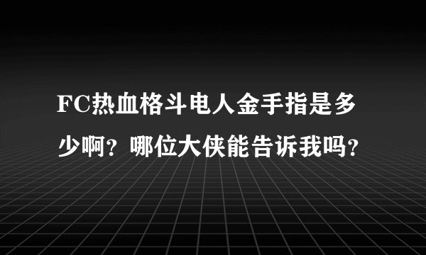 FC热血格斗电人金手指是多少啊？哪位大侠能告诉我吗？