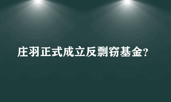 庄羽正式成立反剽窃基金？