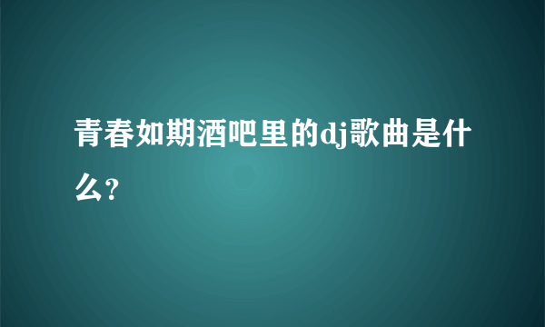 青春如期酒吧里的dj歌曲是什么？