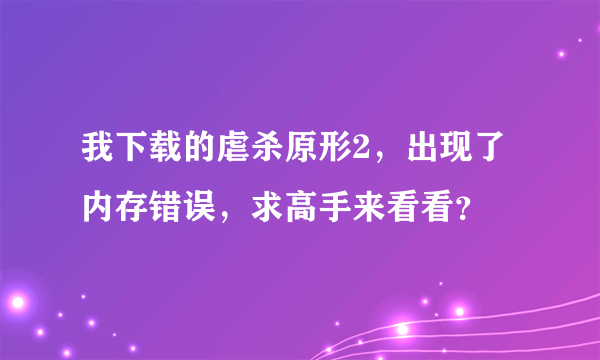 我下载的虐杀原形2，出现了内存错误，求高手来看看？